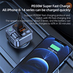 T16 PD 30W Car Charger Bluetooth-compatible MP3 Player FM Transmitter Charger Adapter with LED Screen