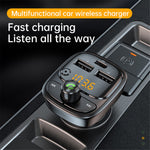 T02 PD 24W Bluetooth-compatible Car Charger MP3 Player Multifunction Car Charger Adapter with 2USB, Type-C Ports