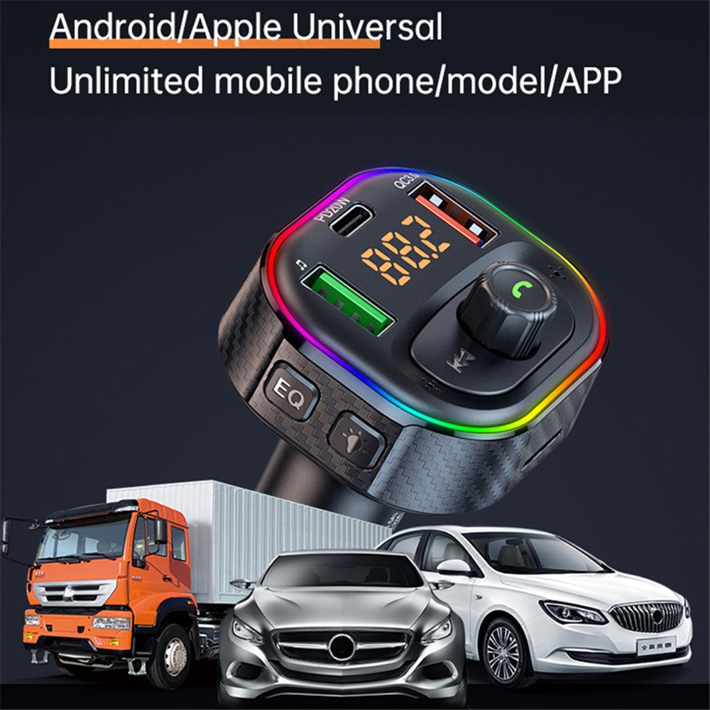 T86 QC3.0 / PD Car Charger Bluetooth-compatible MP3 Player FM Transmitter Cigarette Lighter Charger Support U Disk / TF Card