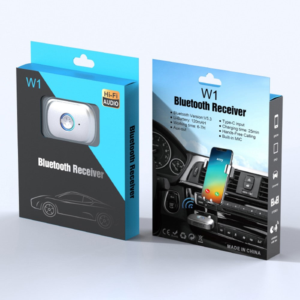W1 Hands Free AUX Car Bluetooth-compatible Receiver Portable Mini BT 5.3 Receiver Car Audio Adapter