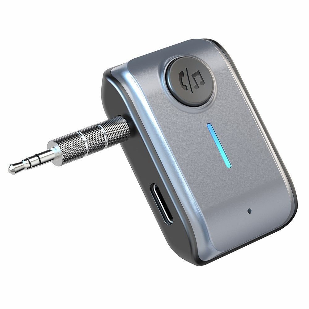 W2 Håndfri AUX Bil Bluetooth-kompatibel Modtager Bærbar BT 5.3 Bilstereo Adapter med Type-C Indgang, TF Kortslot