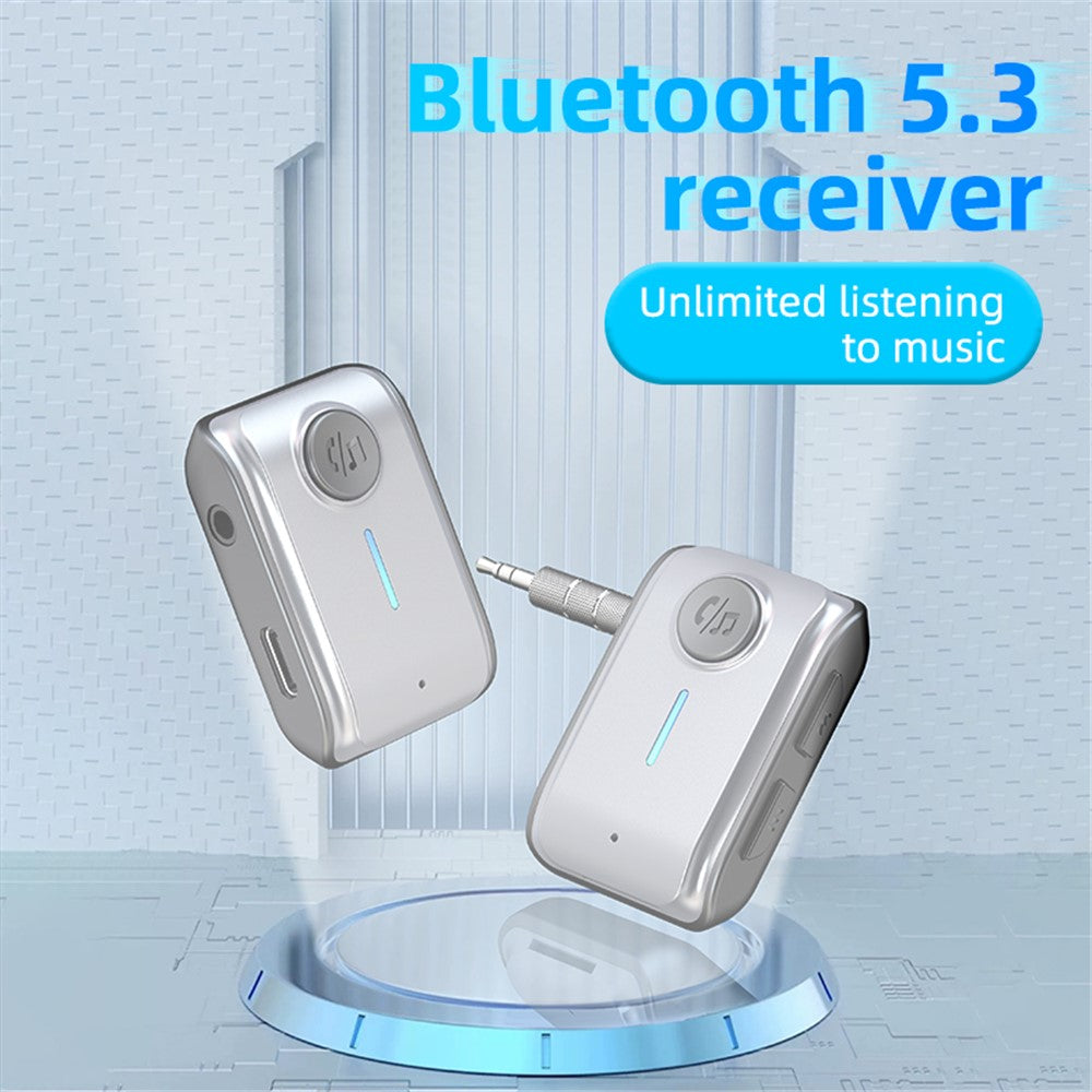 W2 Håndfri AUX Bil Bluetooth-kompatibel Modtager Bærbar BT 5.3 Bilstereo Adapter med Type-C Indgang, TF Kortslot