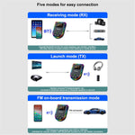 Q5 2-in-1 Bluetooth-compatible 5.3 Audio Adapter with Audio Receiver/Transmitter, Car MP3 Player with Colorful Ambient Light