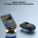 Q5 2-in-1 Bluetooth-compatible 5.3 Audio Adapter with Audio Receiver/Transmitter, Car MP3 Player with Colorful Ambient Light