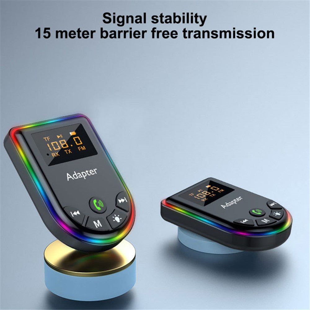 Q5 2-in-1 Bluetooth-compatible 5.3 Audio Adapter with Audio Receiver/Transmitter, Car MP3 Player with Colorful Ambient Light