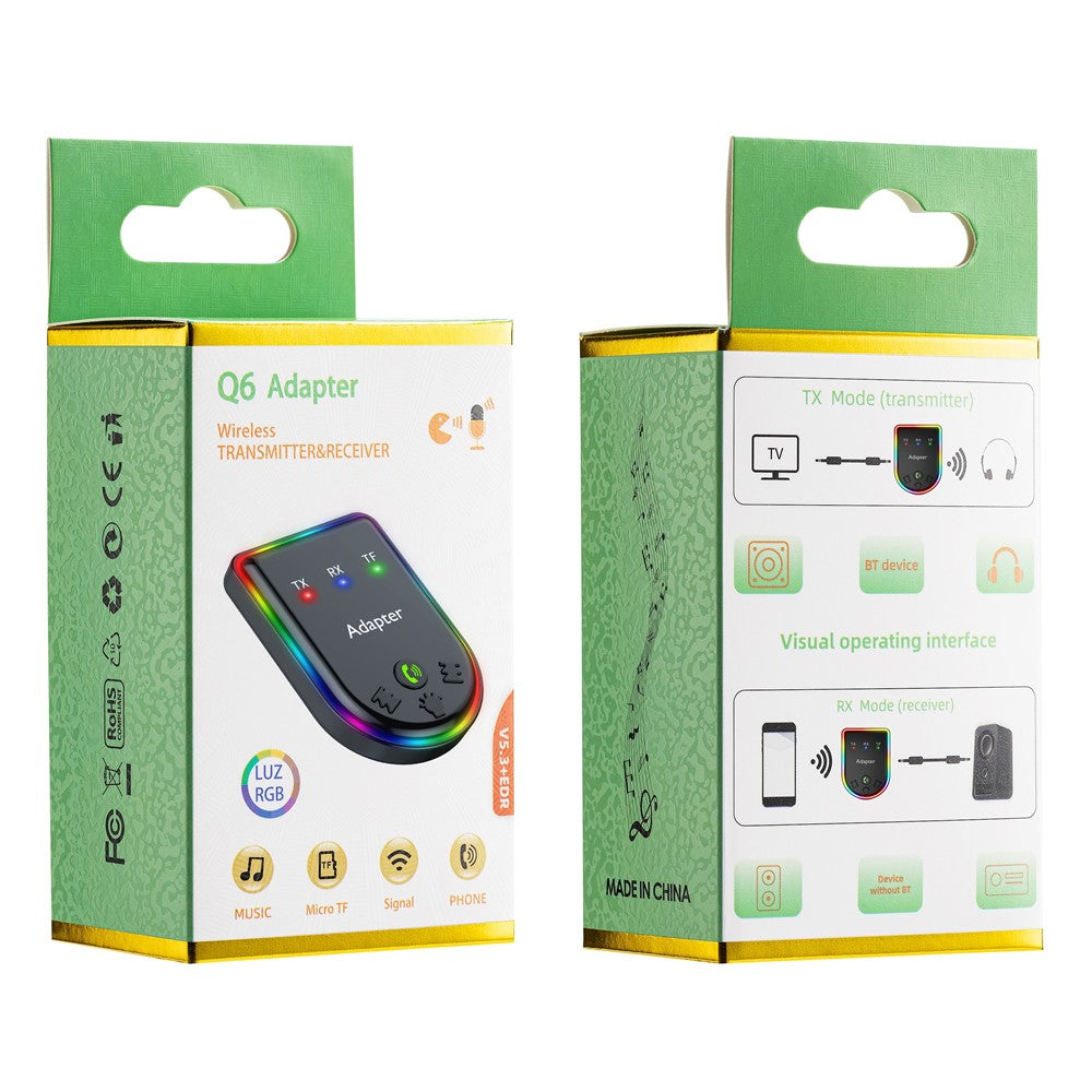 Q6 Portable Mini 2-in-1 Bluetooth-compatible 5.3 MP3 Player Car Audio Adapter Support Receiver / Transmitter