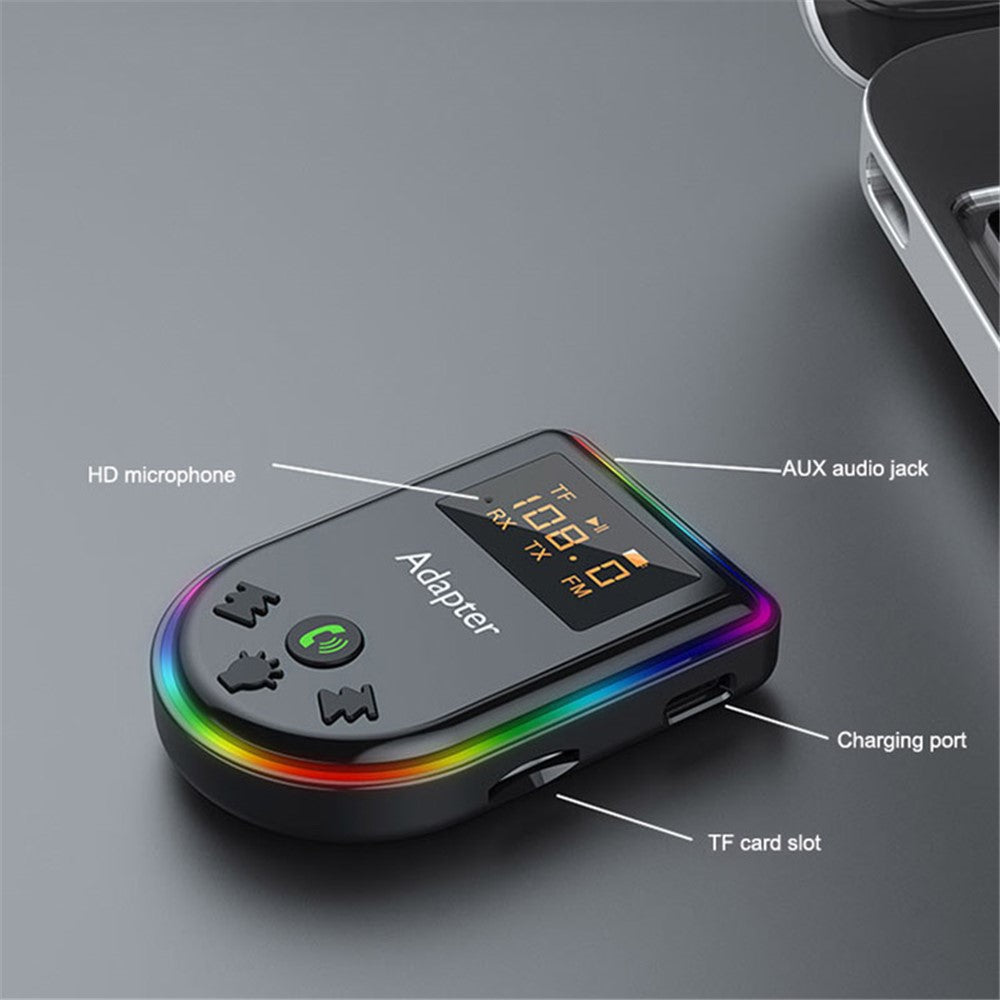 Q7 Bærbar Digital Skærm Bluetooth-kompatibel 5.3 MP3-afspiller 2-i-1 Modtager/Sender Bil Audio Adapter