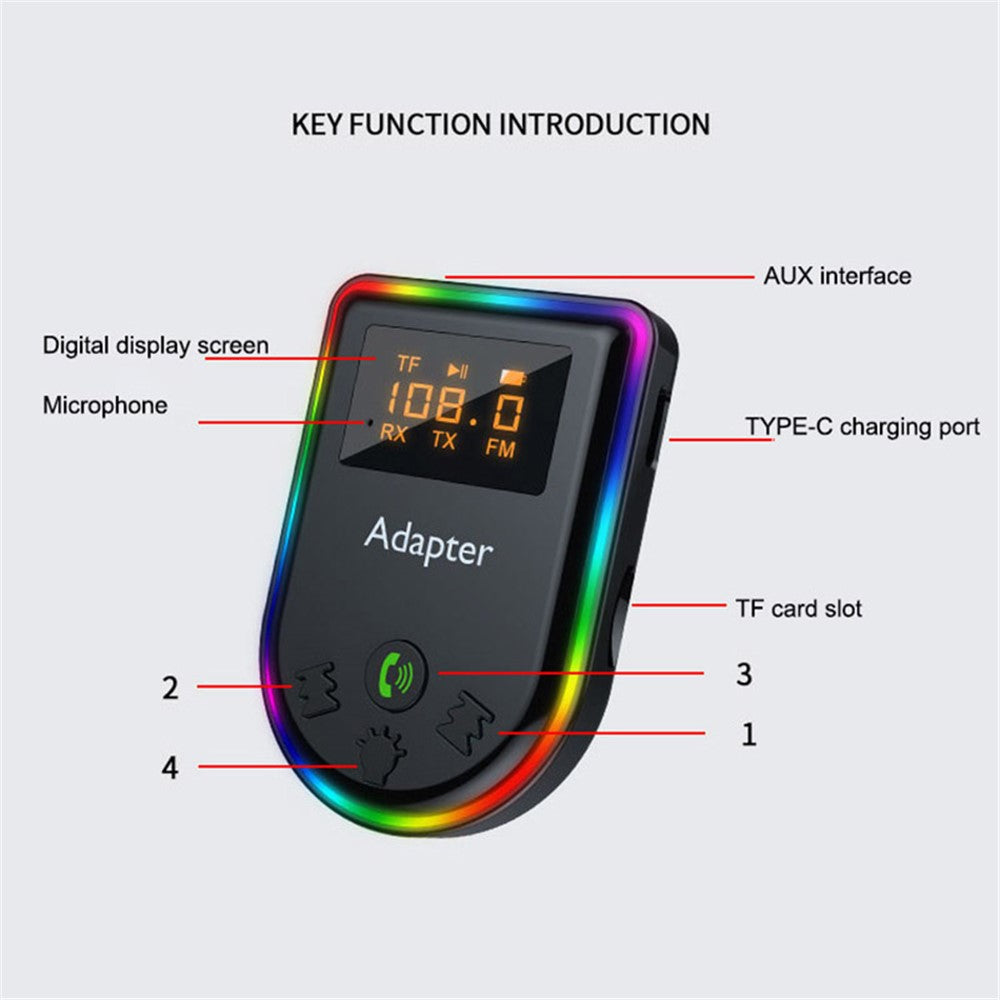 Q7 Bærbar Digital Skærm Bluetooth-kompatibel 5.3 MP3-afspiller 2-i-1 Modtager/Sender Bil Audio Adapter
