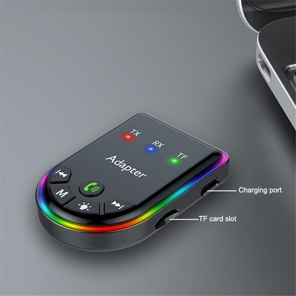 Q4 2-in-1 TX / RX Adapter Bluetooth-compatible 5.3 Car MP3 Player with Light