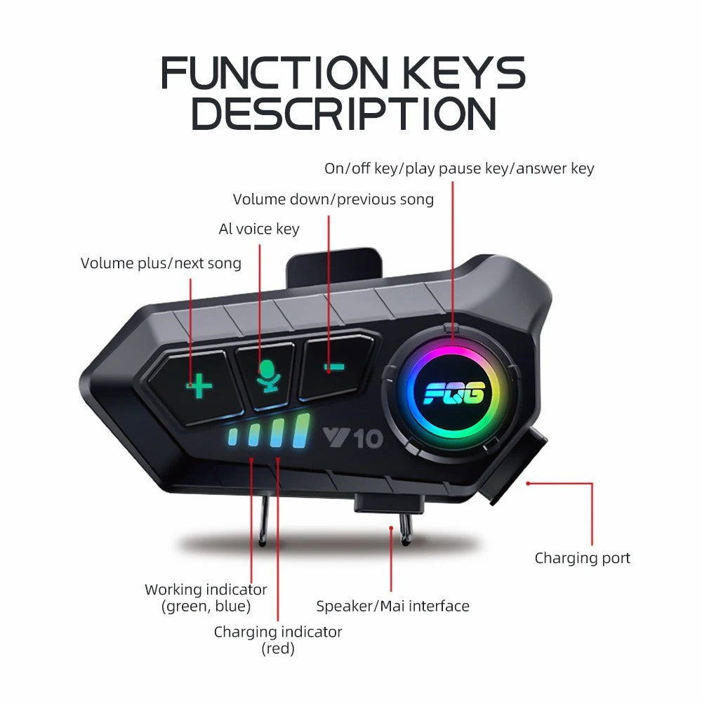 Y10 Motorcycle Helmet Speakers Music Sharing Double Noise Cancellation Helmet Headphone