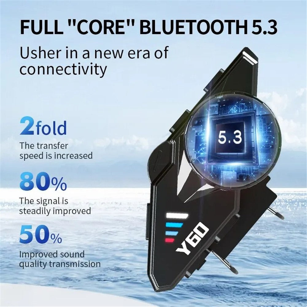 Y60 Motorcycle Bluetooth-compatible Headset Waterproof Helmet Speakers Noise Cancellation / FM Radio