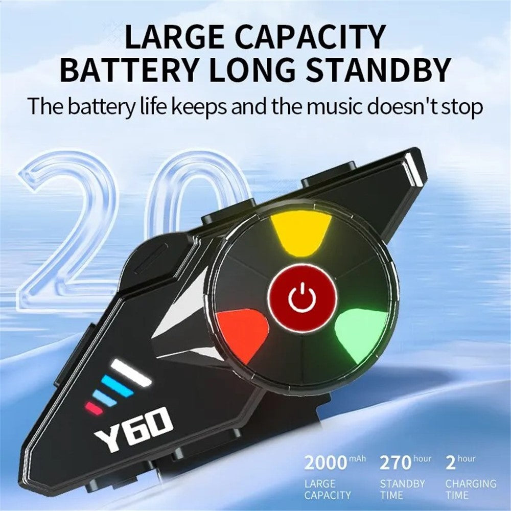 Y60 Motorcycle Bluetooth-compatible Headset Waterproof Helmet Speakers Noise Cancellation / FM Radio