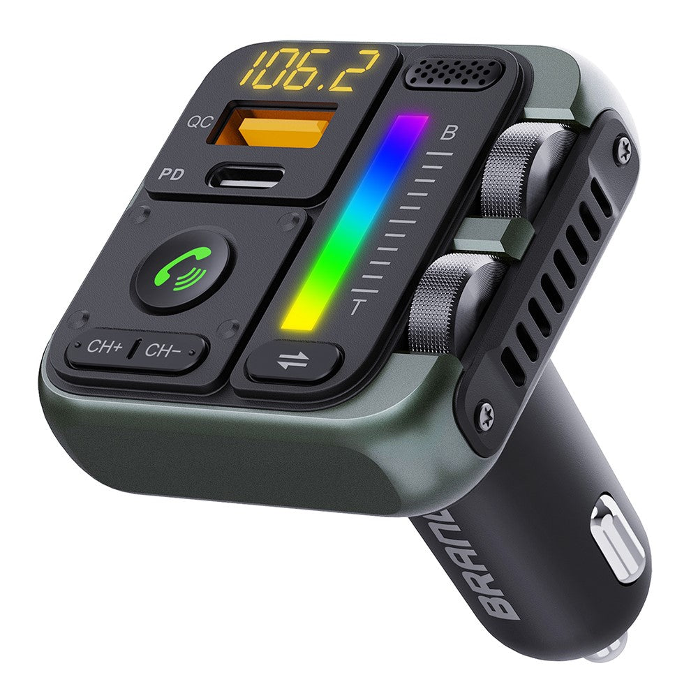 MT04 Bil Bluetooth-kompatibel Adapter FM Transmitter HiFi Musik MP3-afspiller Type-C + USB Biloplader