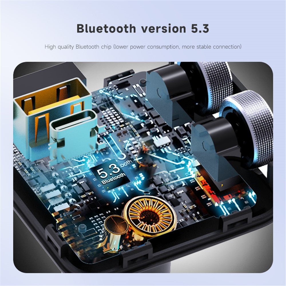 MT04 Bil Bluetooth-kompatibel Adapter FM Transmitter HiFi Musik MP3-afspiller Type-C + USB Biloplader