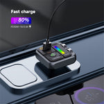 MT04 Bil Bluetooth-kompatibel Adapter FM Transmitter HiFi Musik MP3-afspiller Type-C + USB Biloplader