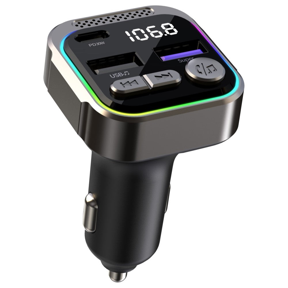 C54 Alloy Car Bluetooth-compatible Adapter FM Transmitter MP3 Player PD 30W Type-C + Dual USB Car Charger