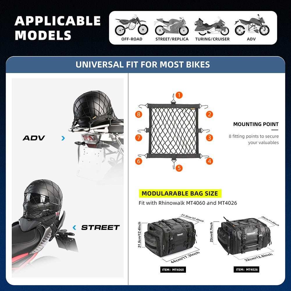 RHINOWALK Motorcycle Helmet Fixing Net Anti-loss Motorbike Tail Helmet Holder Net