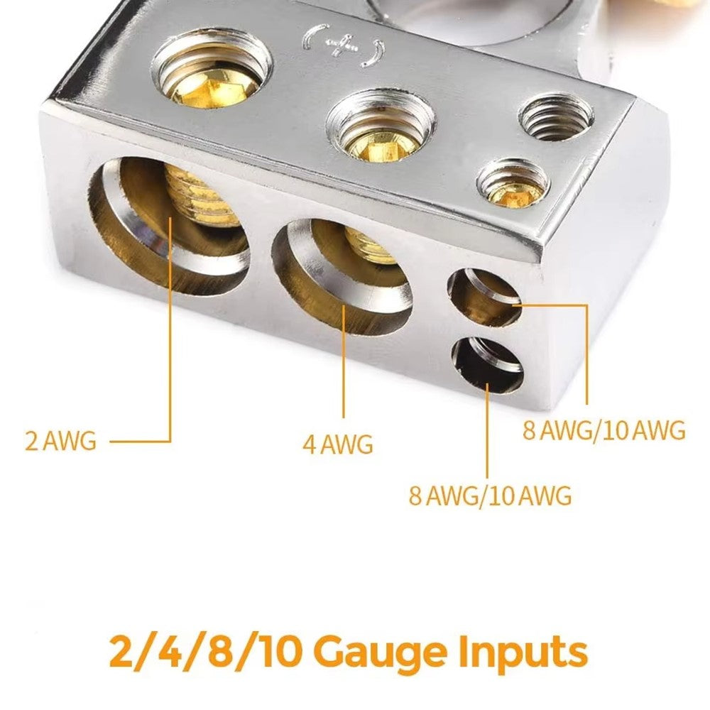 2Pcs Positive and Negative Car Battery Terminal Connectors for Automotive / Marine Battery Clamps
