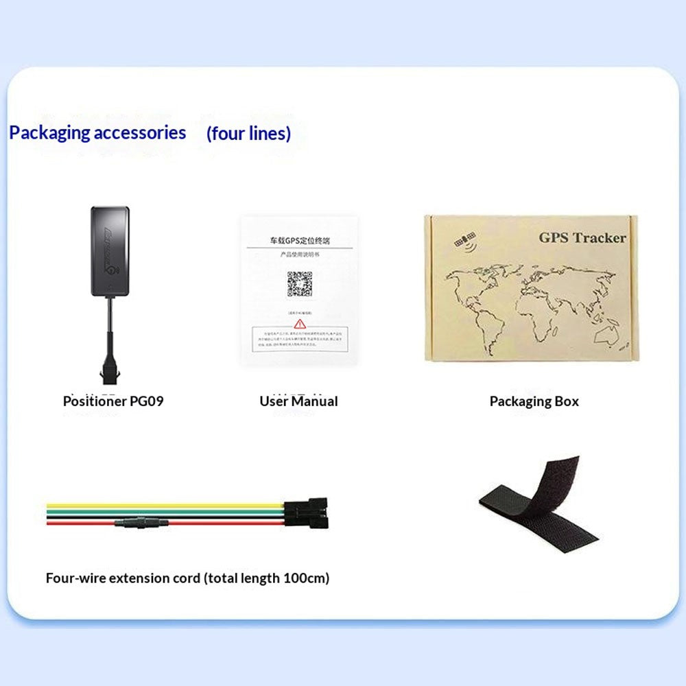 PG09 Portable GPS Tracker 4G Real Time Vehicle Tracking Device for Car / Motorcycle / Truck, 4-Wire Version