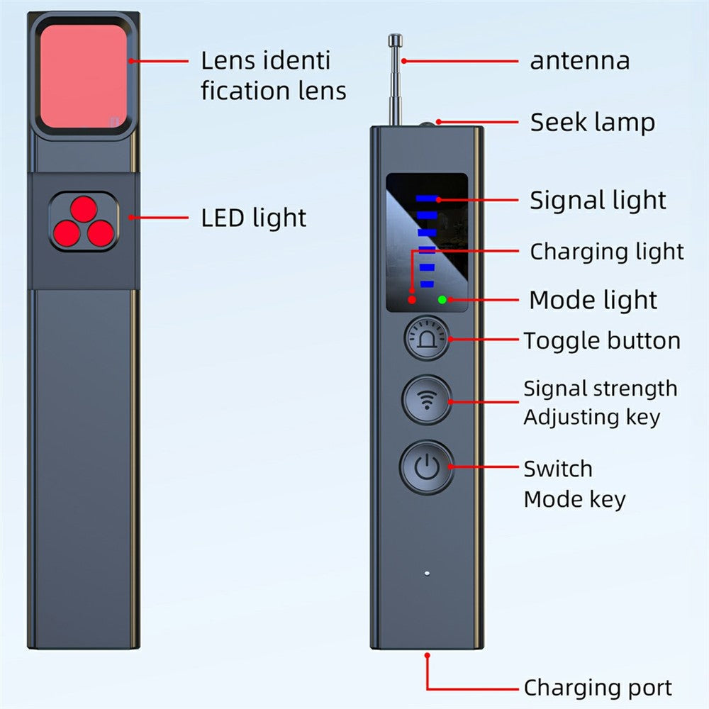 X16 Handheld Detector for Hotel Camera Real Time Scanning Anti Theft Alarm Detector