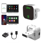 K15 2-i-1 Trådløs CarPlay Boks Android Auto USB Dongle med Adapter og Forlængerkabel