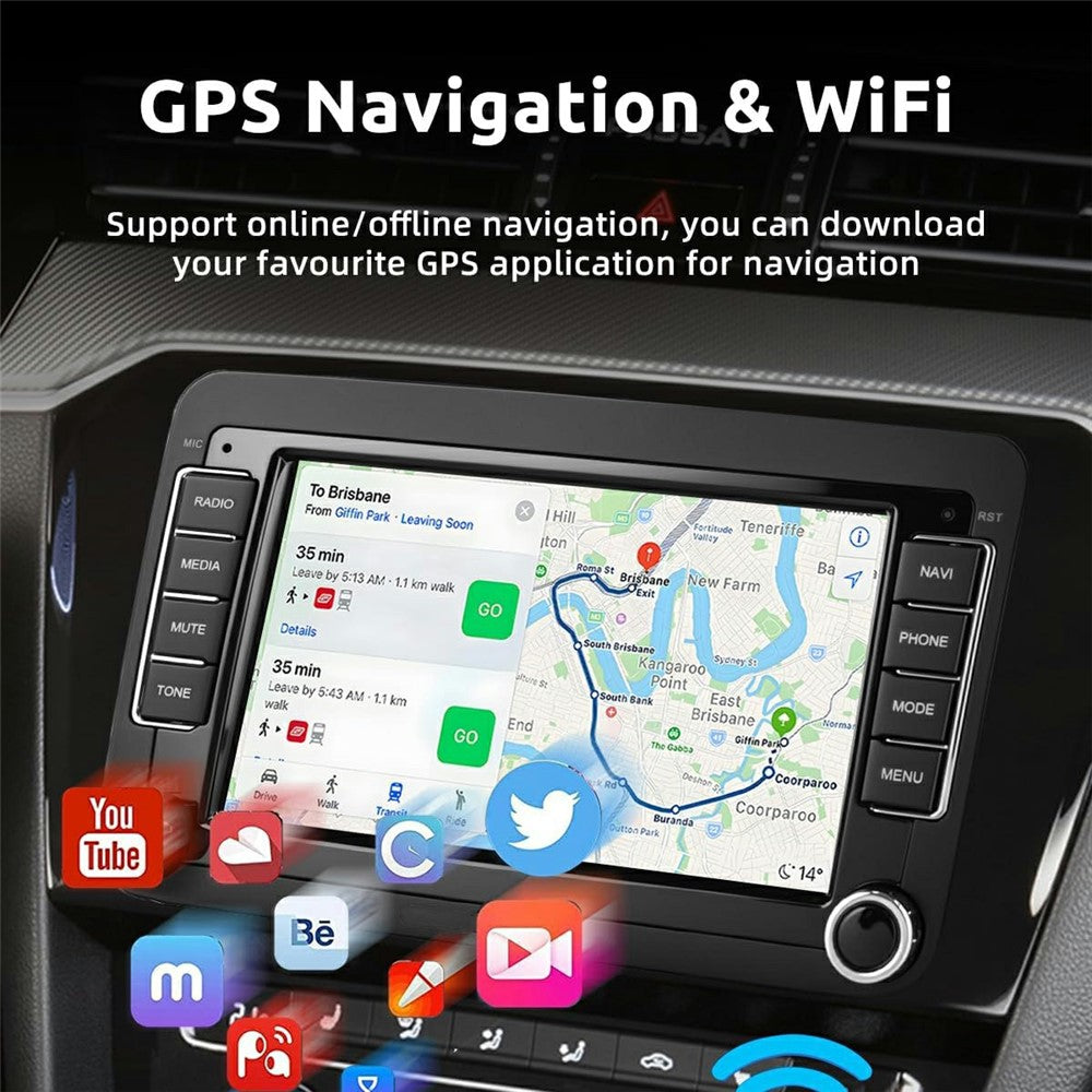 7 Inch Android 15 Car Stereo 4G+64G CarPlay Player Android GPS Navigation 12-LED Backup Camera Auto Player for Volkswagen Golf MK5  /  Polo Passat Jetta