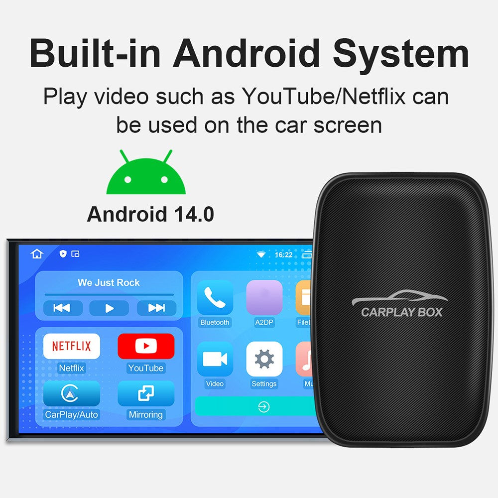 CP2B 2+16GB CarPlay AI Box Trådløs CarPlay Android Auto Netflix YouTube Streaming til originale kablede CarPlay-køretøjer