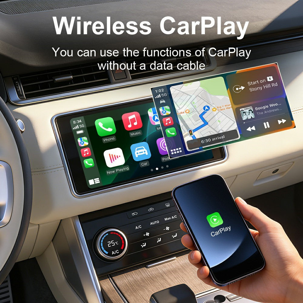 K6 Plus 4 in 1 Wireless CarPlay Adapter USB-A Plug and Play Car Receiver for Wired to Wireless Conversion