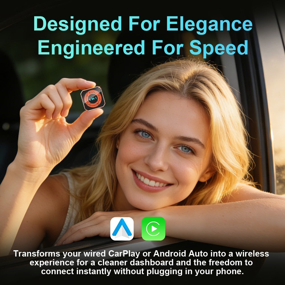 K6 Plus 4 in 1 Wireless CarPlay Adapter USB-A Plug and Play Car Receiver for Wired to Wireless Conversion