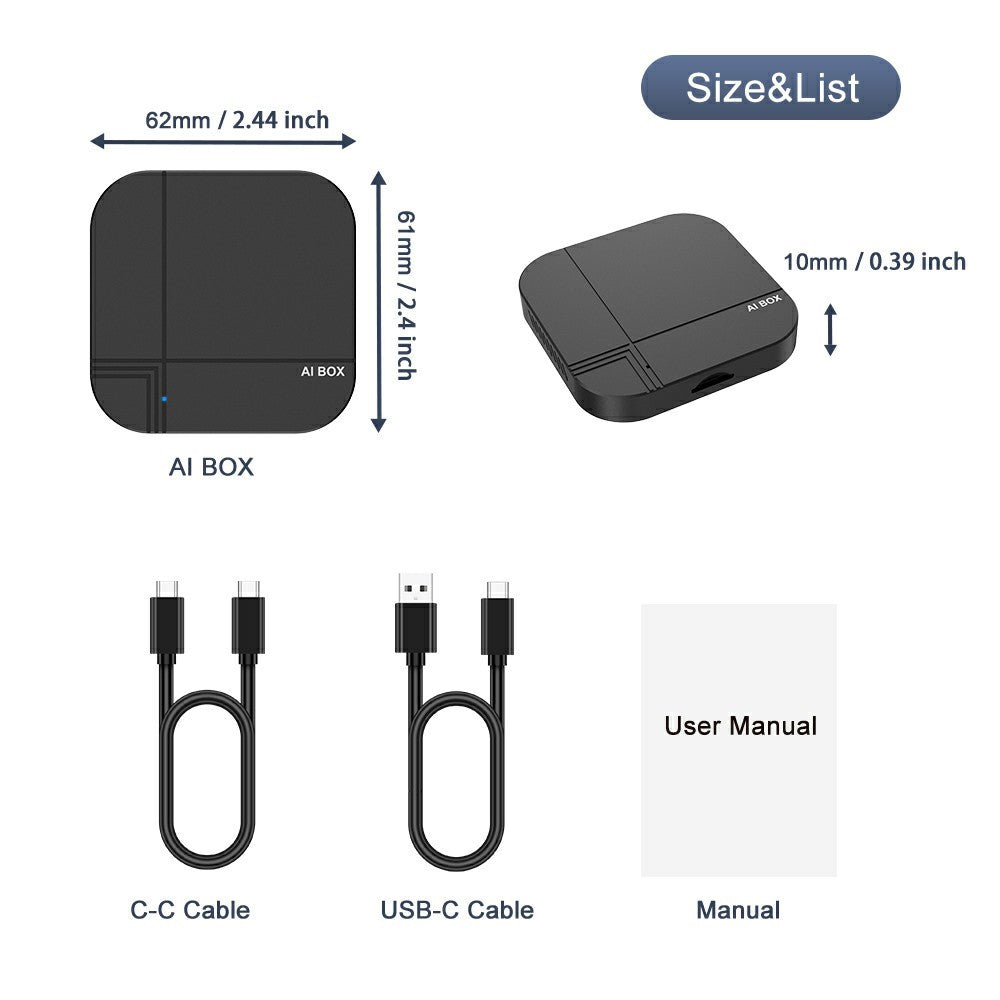 K712 2+16GB Wireless CarPlay Android Auto Adapter Bluetooth-compatible WiFi Smart Car Box for Original Factory Wired CarPlay Vehicles