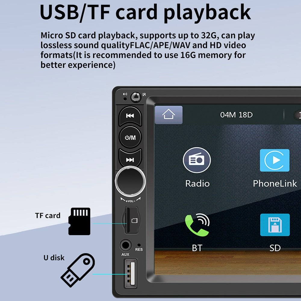 F710C Car Stereo Receiver 7'' Bluetooth-compatible Hands-Free Car Radio FM Receiver MP5 Car Player