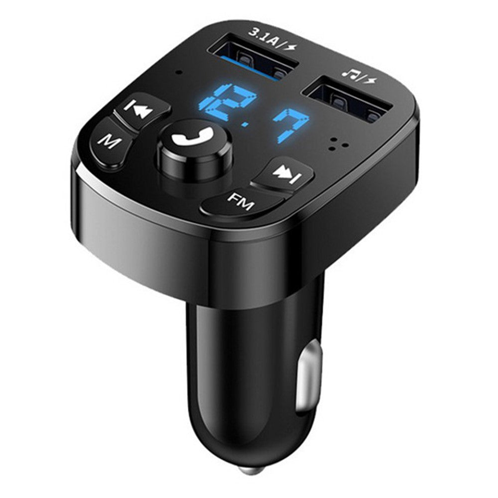 Car Bluetooth-compatible 5.0 FM Transmitter Receiver Bluetooth-compatible Audio Player Car Kit with Dual USB Ports for U Disk/Phone Charger