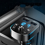Car Bluetooth-compatible 5.0 FM Transmitter Receiver Bluetooth-compatible Audio Player Car Kit with Dual USB Ports for U Disk/Phone Charger