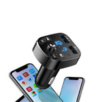 Car Bluetooth-compatible 5.0 FM Transmitter Receiver Bluetooth-compatible Audio Player Car Kit with Dual USB Ports for U Disk/Phone Charger