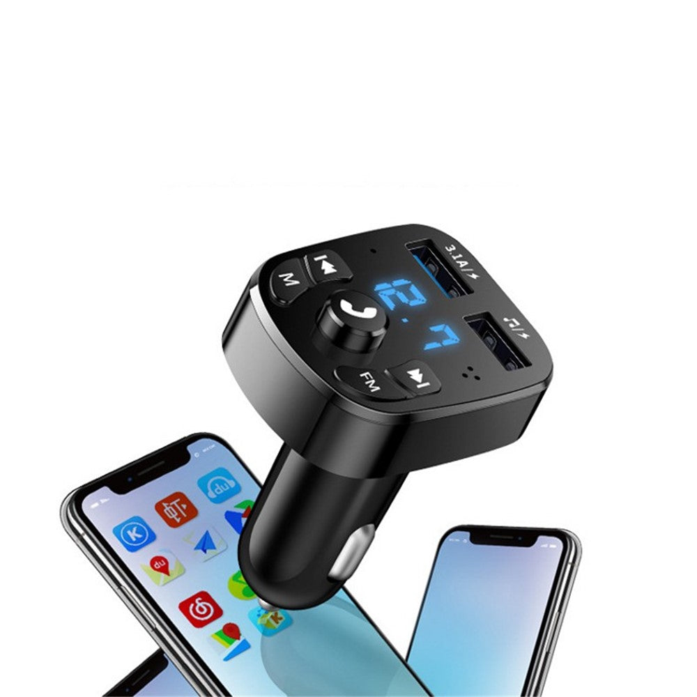 Car Bluetooth-compatible 5.0 FM Transmitter Receiver Bluetooth-compatible Audio Player Car Kit with Dual USB Ports for U Disk/Phone Charger
