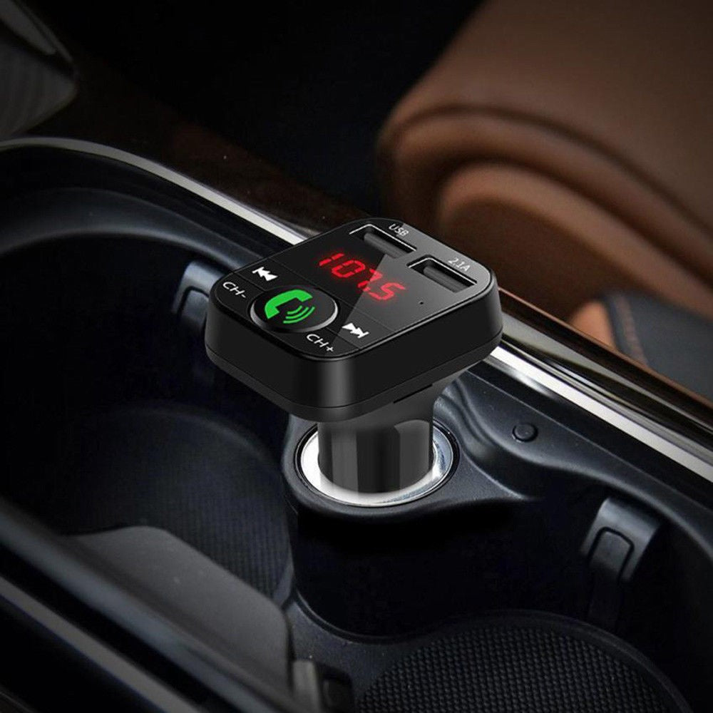 B2 Car Bluetooth-compatible 5.0 FM Transmitter Wireless Handsfree Mic Audio Receiver Auto MP3 Player 2.1A Dual USB Fast Charger Car Accessories