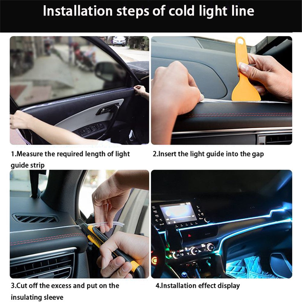 5m USB Car Interior EL Strip Light for Car Decoration Ambient Light Glowing Rope Lights with Driver
