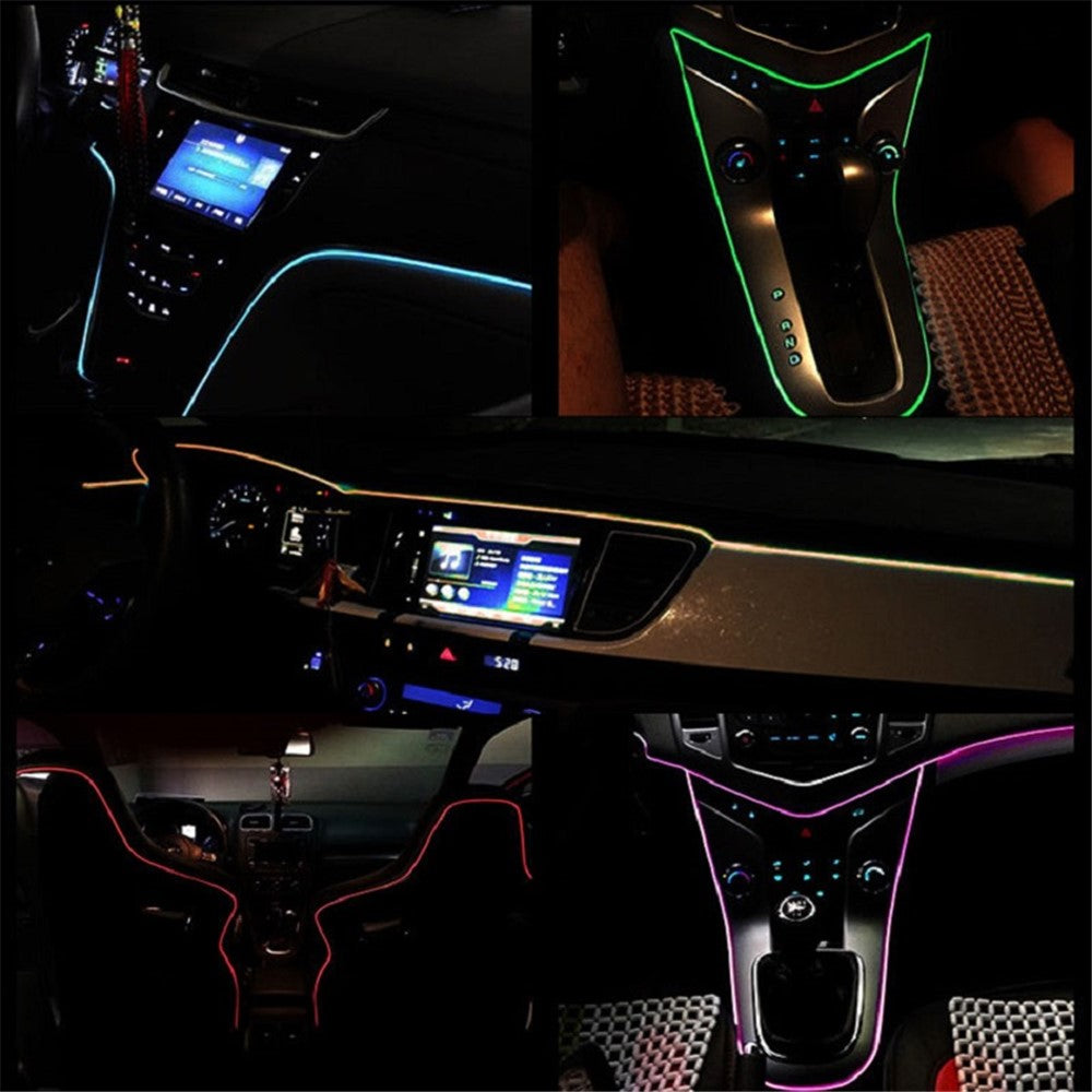 5m USB Car Interior EL Strip Light for Car Decoration Ambient Light Glowing Rope Lights with Driver