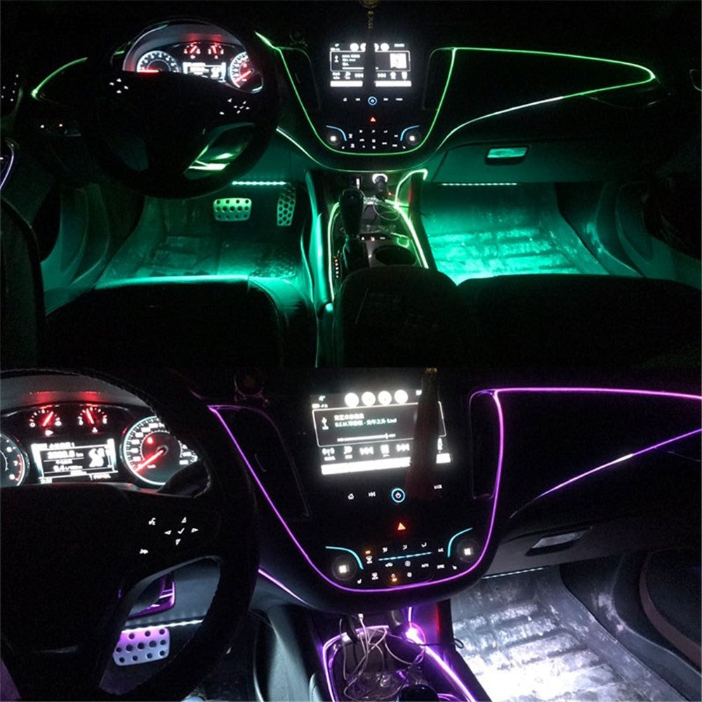 5m USB Car Interior EL Strip Light for Car Decoration Ambient Light Glowing Rope Lights with Driver