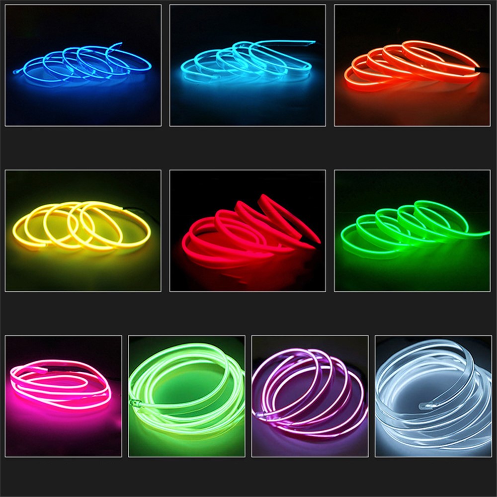 5m USB Car Interior EL Strip Light for Car Decoration Ambient Light Glowing Rope Lights with Driver