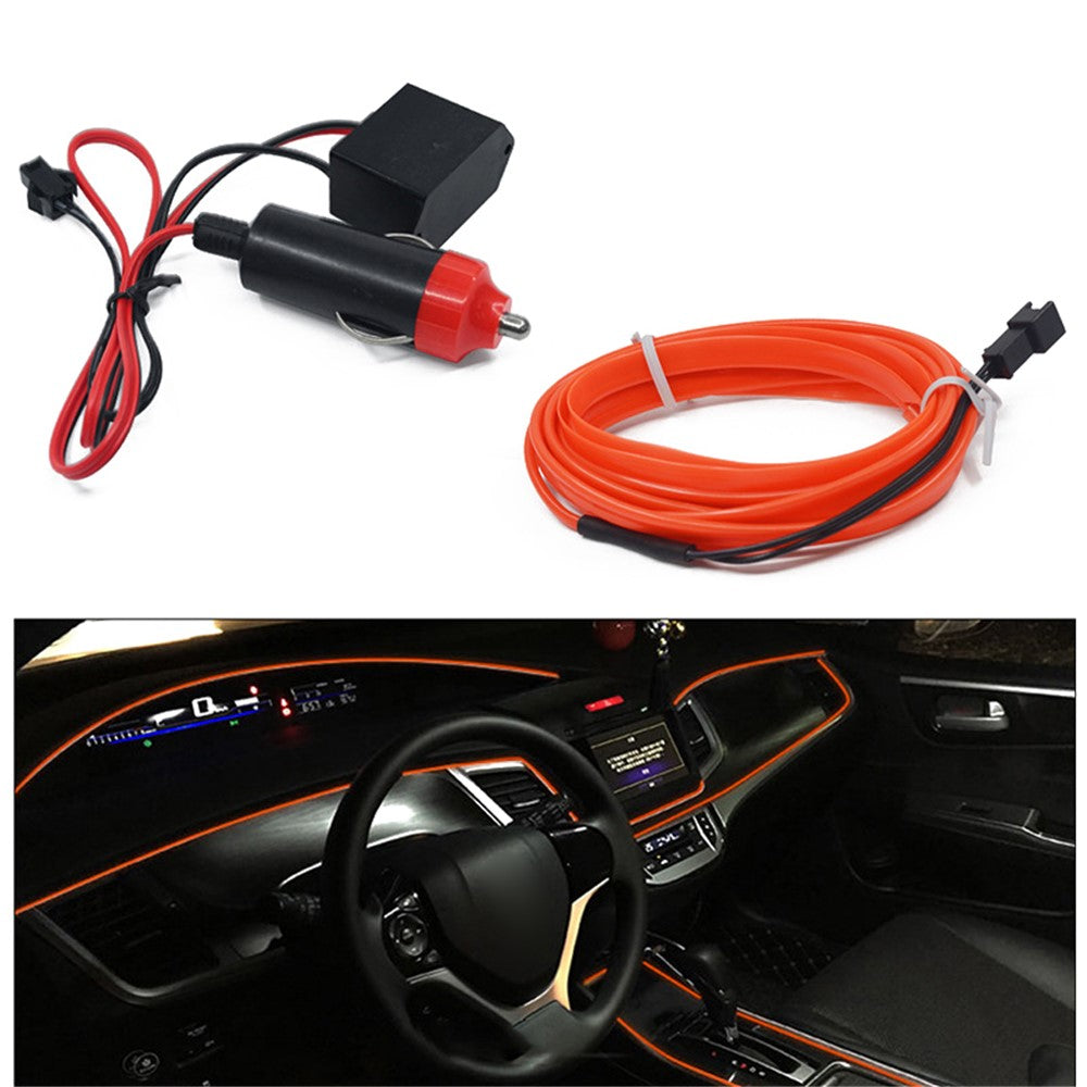 5m Cigarette Lighter EL Strip Light for Car Decoration Ambient Lights Glowing Rope Light with Driver