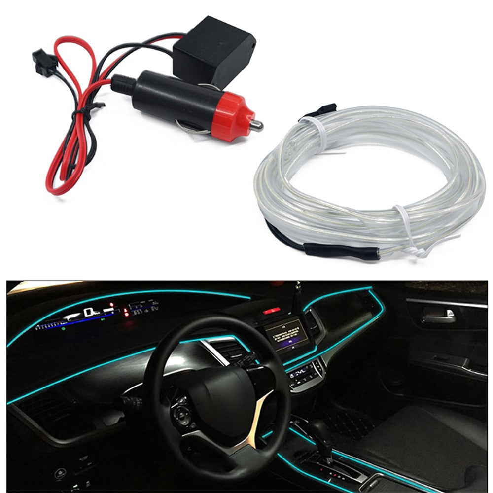 5m Cigarette Lighter EL Strip Light for Car Decoration Ambient Lights Glowing Rope Light with Driver