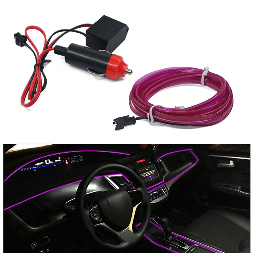 5m Cigarette Lighter EL Strip Light for Car Decoration Ambient Lights Glowing Rope Light with Driver
