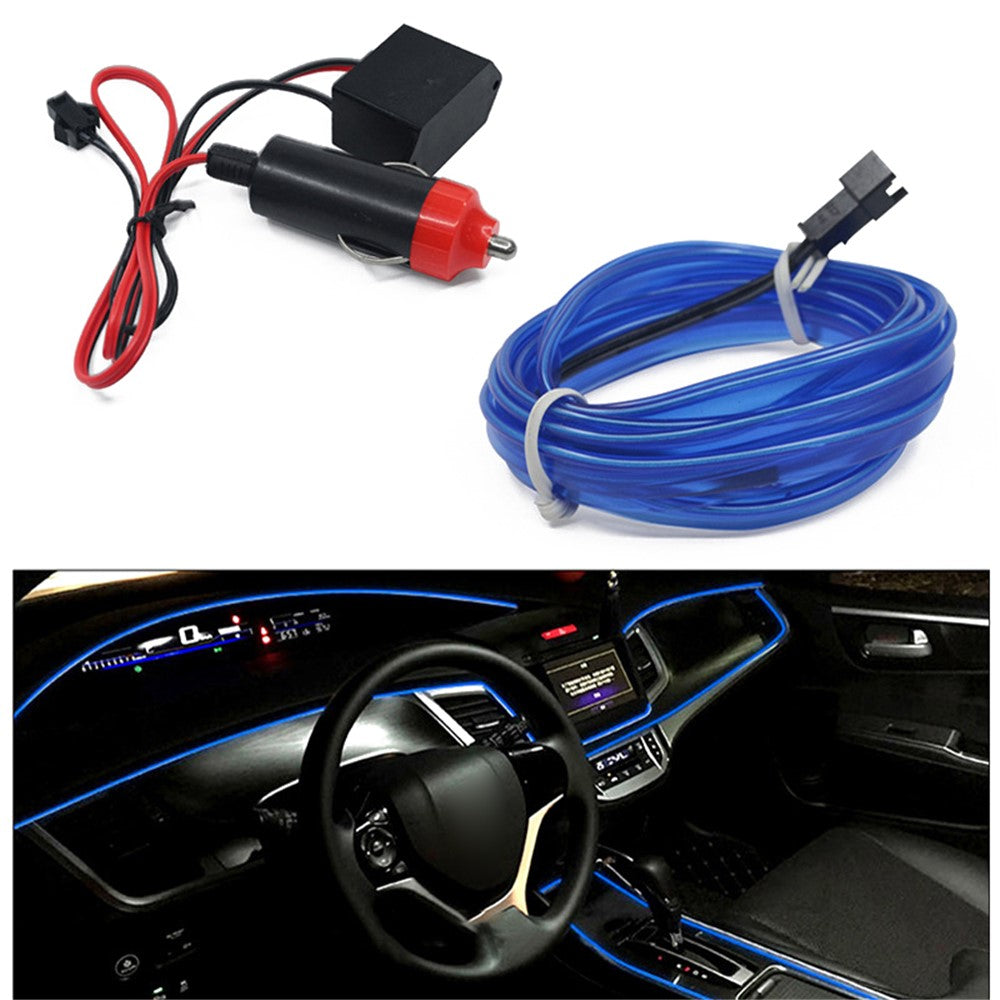 5m Cigarette Lighter EL Strip Light for Car Decoration Ambient Lights Glowing Rope Light with Driver