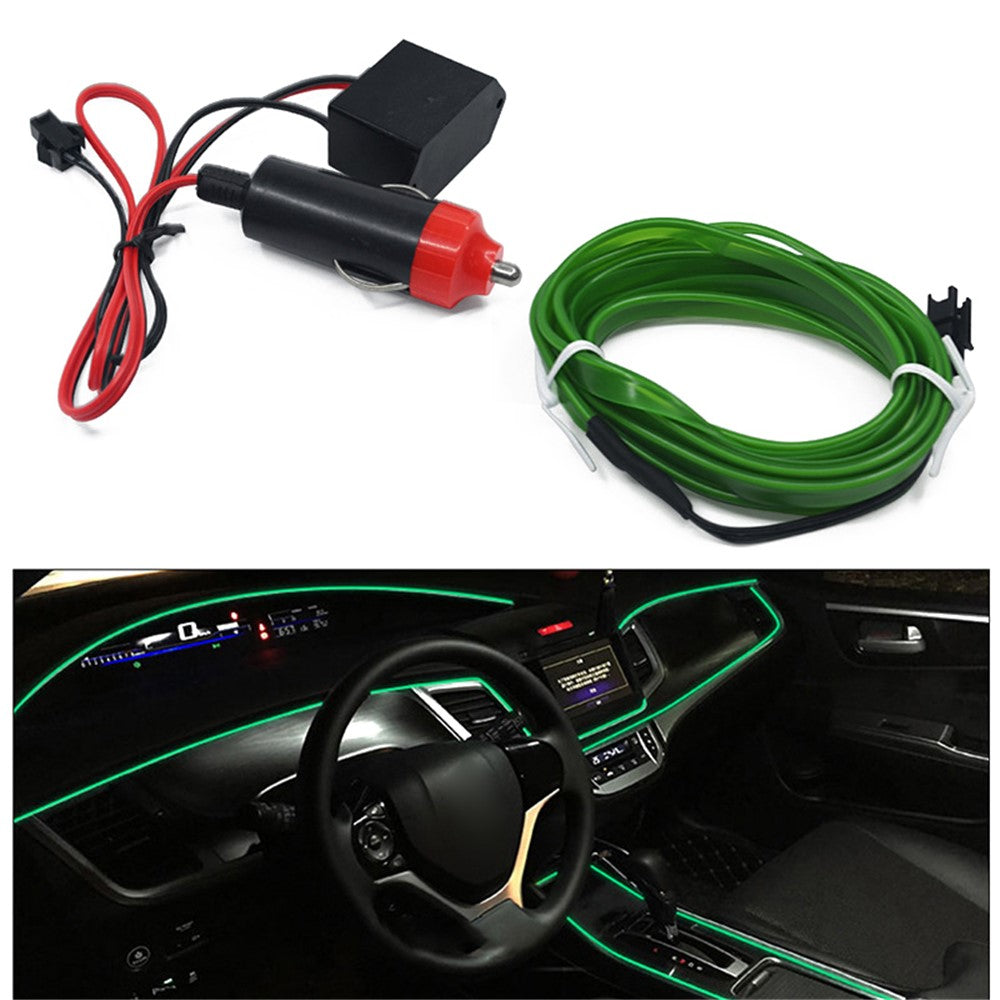 5m Cigarette Lighter EL Strip Light for Car Decoration Ambient Lights Glowing Rope Light with Driver