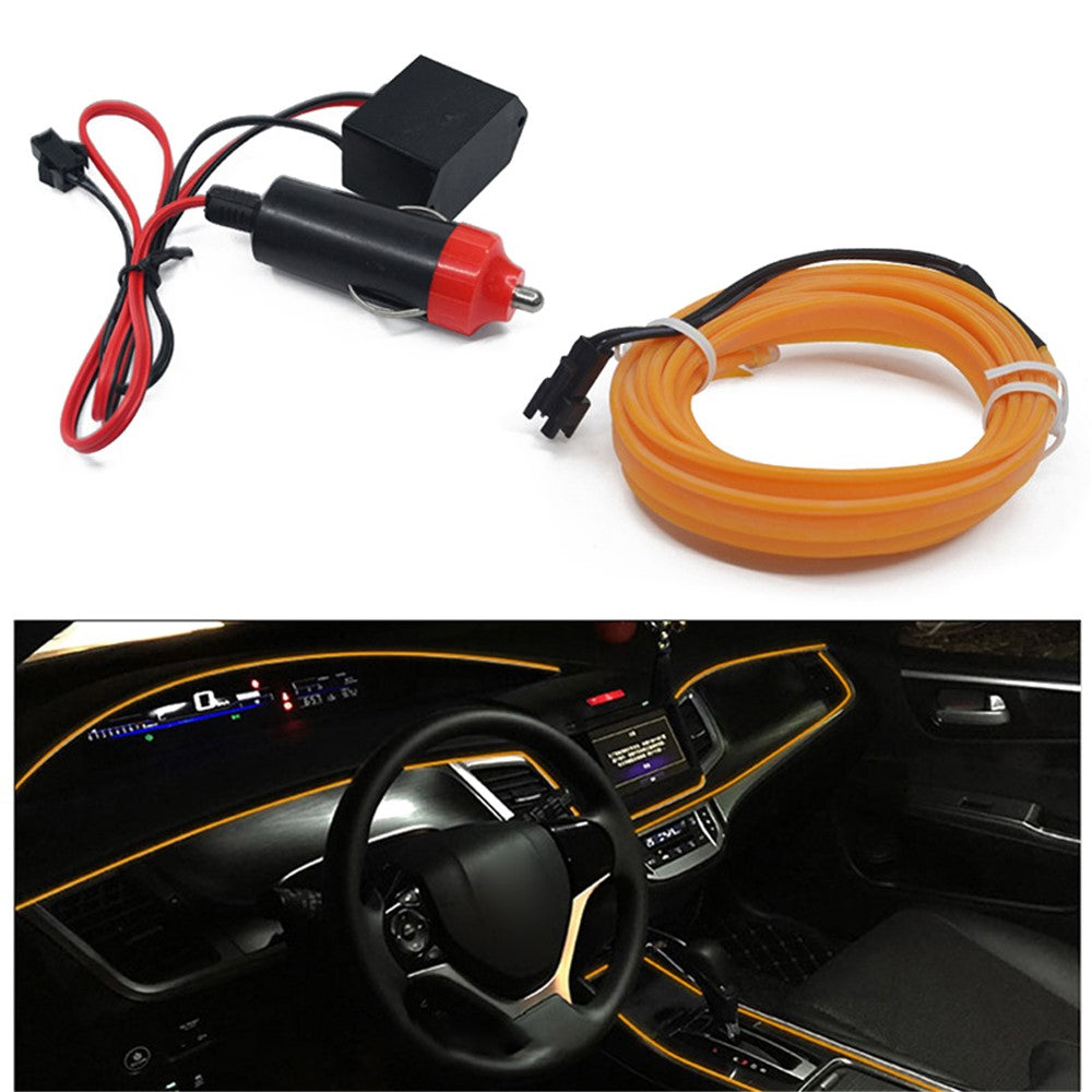 5m Cigarette Lighter EL Strip Light for Car Decoration Ambient Lights Glowing Rope Light with Driver