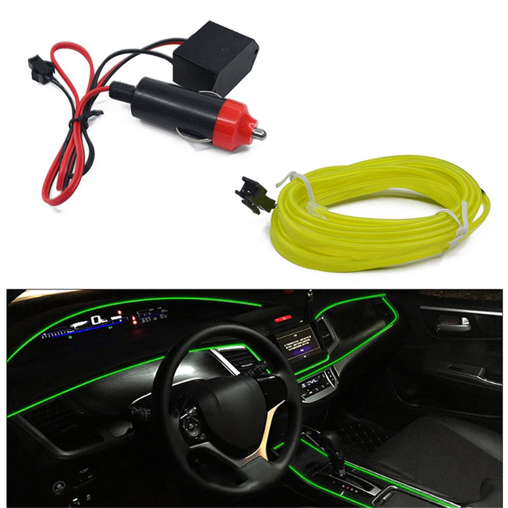 5m Cigarette Lighter EL Strip Light for Car Decoration Ambient Lights Glowing Rope Light with Driver