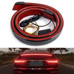 Kolfiber PVC Bil Bakspoiler Baklucka LED Ljusramp Kör Blinkers Broms Bakljusremsa