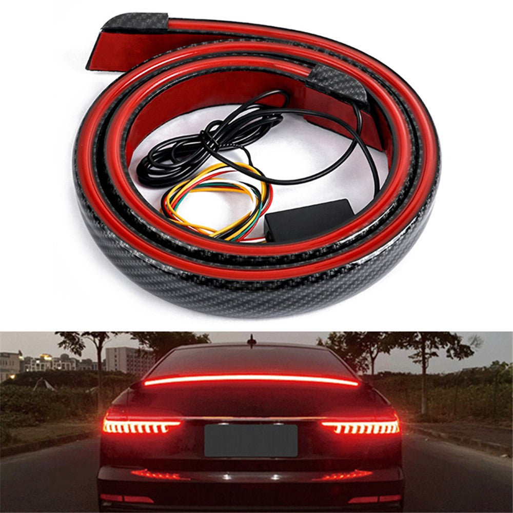 Kolfiber PVC Bil Bakspoiler Baklucka LED Ljusramp Kör Blinkers Broms Bakljusremsa
