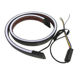 Kolfiber PVC Bil Bakspoiler Baklucka LED Ljusramp Kör Blinkers Broms Bakljusremsa